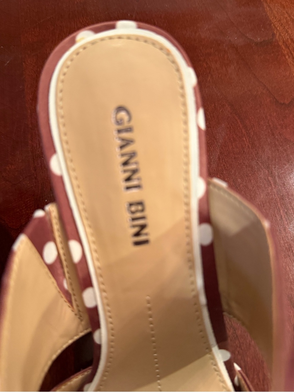Gianni Bini Polka Dot Bow-Accent Kitten Heels - Brown/White - Picture 5 of 8